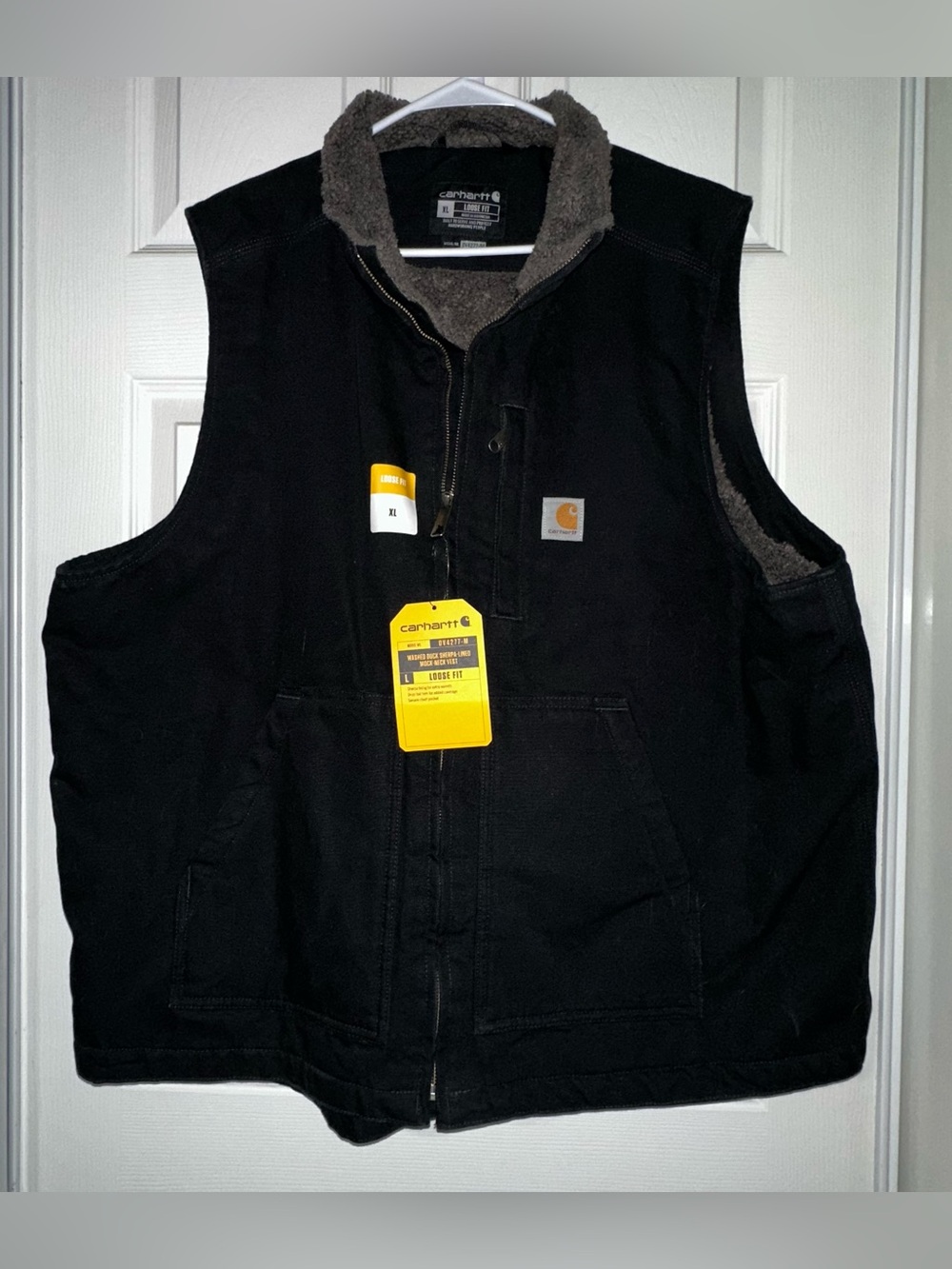 Carhartt Black Canvas Sherpa-Lined Work Vest